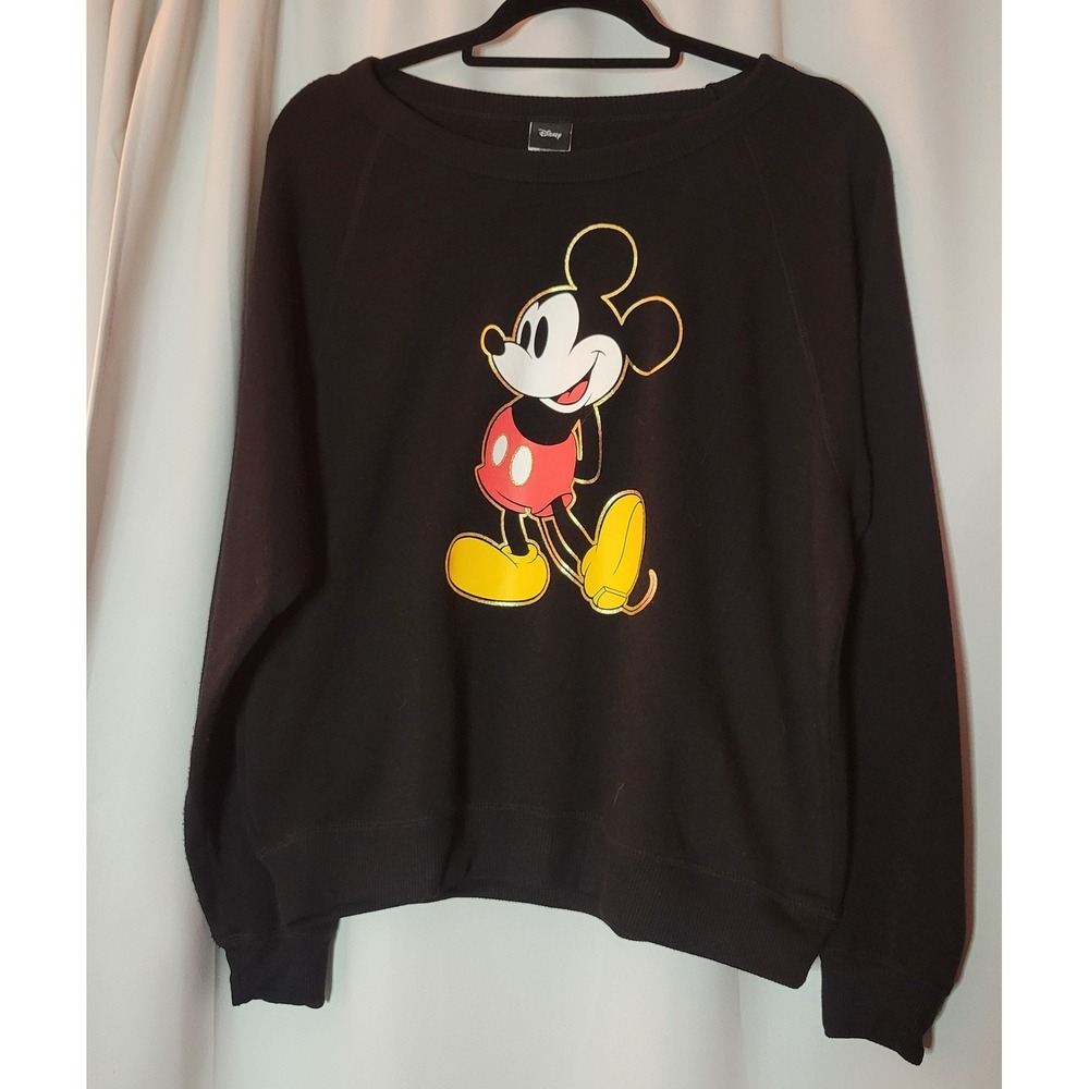 Jerry Leigh Disney Mickey Mouse Classic Graphic Crewneck Sweatshirt Black XL